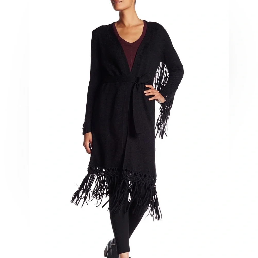 Haute Hippie The Engram Faux Suede Fringe Cardigan